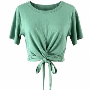 Aerie Short Sleeve Crop Tee in Sage Green Crop Top Medium Athleisure Casual Tee